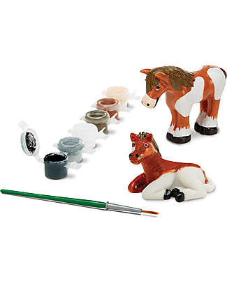 Melissa & Doug Mini Cavalli da Dipingere - Con due cavalli + colori e pennello! Kit Fai Da Te