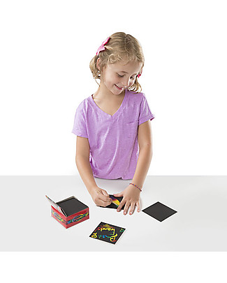 Melissa & Doug Mini Cubo Scratch Art Arcobaleno - 125 fogli da grattare! Colorare