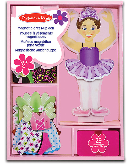 Melissa & Doug Nina Ballerina - Bambola in Legno con Vestiti Magnetizzati Giochi Magnetici