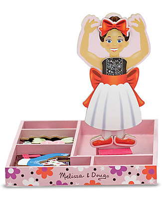 Melissa & Doug Nina Ballerina - Bambola in Legno con Vestiti Magnetizzati Giochi Per Inventare Storie