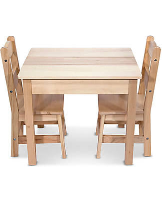 Melissa & Doug OUTLET - Tavolo con 2 Sedie in Legno - Naturale - per Bambini - Pezzo di Showroom Tavoli