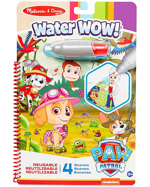 Melissa & Doug Paw Patrol - 4 Cartoncini Magici da Colorare Water Wow - Sky- con Penna ad Acqua Ricaricabile Disegnare e Colorare
