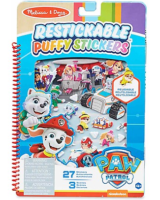 Melissa & Doug Paw Patrol - Adesivi in rilievo Riutilizzabili + Libro Illustrato - Montagna Adesivi e Timbri