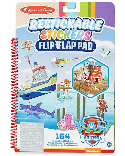 Melissa & Doug Paw Patrol - Adesivi Riutilizzabili + Libro Illustrato con Avventure nella Baia Adesivi e Timbri