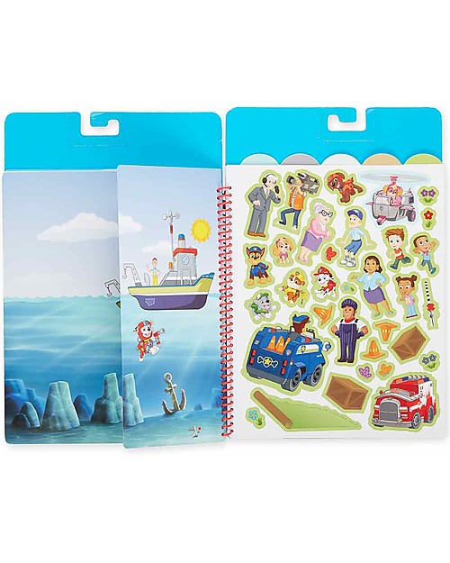 Melissa & Doug Paw Patrol - Adesivi Riutilizzabili + Libro Illustrato con Avventure nella Baia Adesivi e Timbri