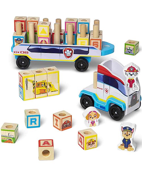 Melissa & Doug Jumbo Treno impilabile Naturale, Costruzione e Veicoli, Giocattolo in Legno, 2+, Regalo per Ragazzo o Ragazza