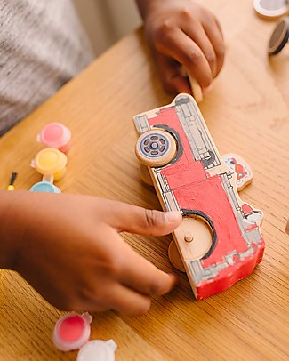 Melissa & Doug Paw Patrol - Veicoli in Legno da Dipingere con Colori e Pennello Disegnare e Colorare