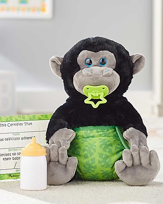 Melissa & Doug Peluche Baby Gorilla - Alto 28 cm - con Ciuccio + Biberon Peluche