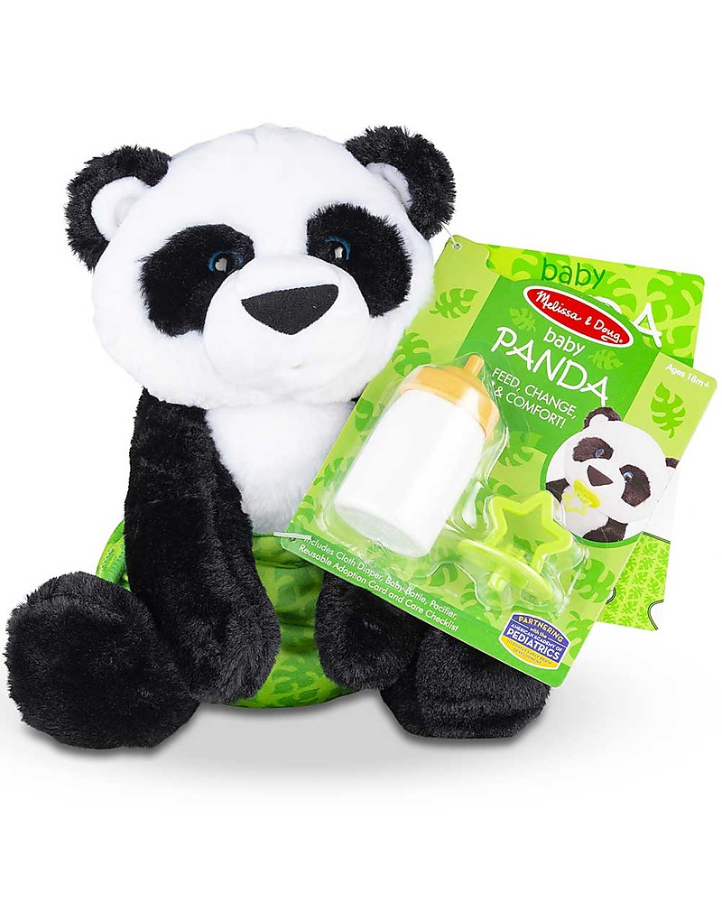 Melissa & Doug Peluche Baby Panda - Alto 28 cm - con Ciuccio + Biberon  unisex (bambini)