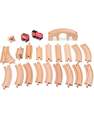 Melissa & Doug Pista per Trenino in Legno - Include Treno Merci! Macchine e Trenini in Legno
