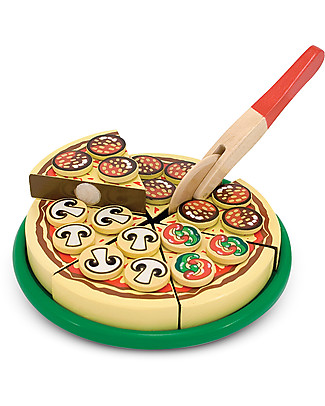 Melissa & Doug Pizza in Legno da Affettare - 54 Condimenti! Cucine Giocattolo e Cibo Finto