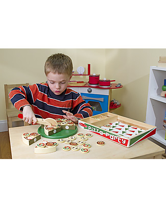 Melissa & Doug Pizza in Legno da Affettare - 54 Condimenti! Cucine Giocattolo e Cibo Finto