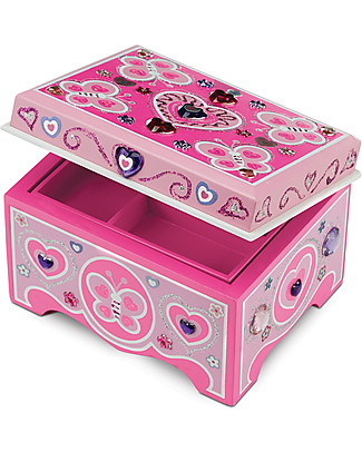 Melissa & Doug Portagioie in Legno da Decorare - Include glitter e gemme! Kit Fai Da Te