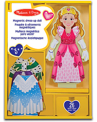 Melissa & Doug Principessa Elisa - Bambola in Legno con Vestiti Magnetizzati Giochi Per Inventare Storie