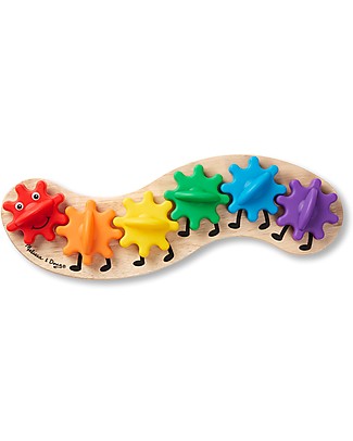 Melissa & Doug Puzzle del Bruco Arcobaleno - Ruota gli Ingranaggi! Incastri In Legno