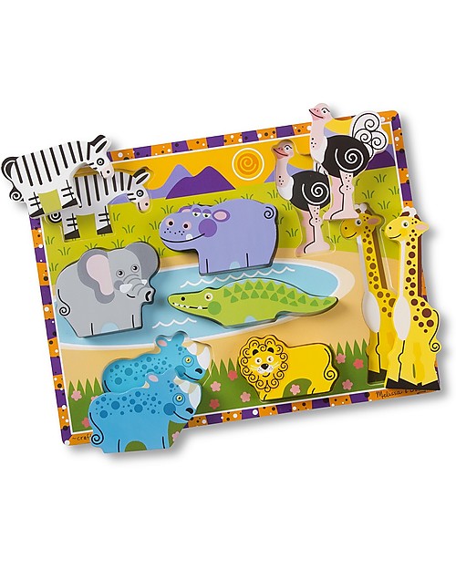 Melissa & Doug Puzzle in Legno Animali da Safari - 8 pezzi grandi Incastri in Legno
