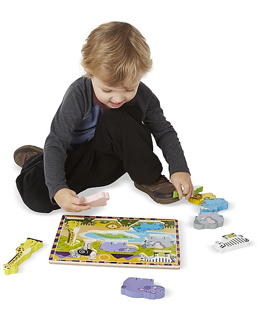 Melissa & Doug Puzzle in Legno Animali da Safari - 8 pezzi grandi Incastri in Legno