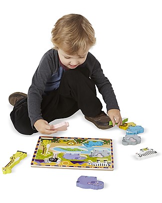 Melissa & Doug Puzzle in Legno Animali da Safari - 8 pezzi grandi Incastri In Legno