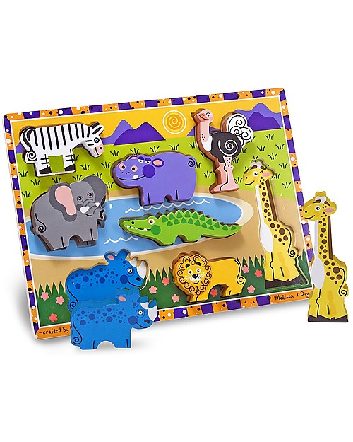 Melissa & Doug Puzzle in Legno Animali da Safari - 8 pezzi grandi Incastri in Legno