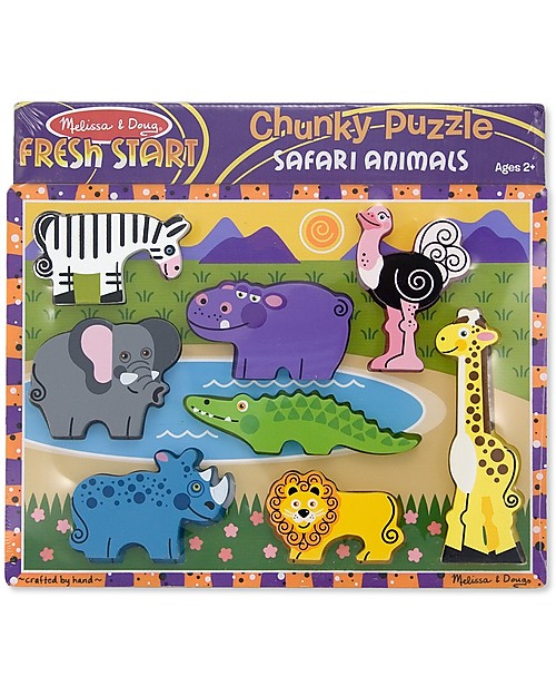 Melissa & Doug Puzzle in Legno Animali da Safari - 8 pezzi grandi Incastri in Legno