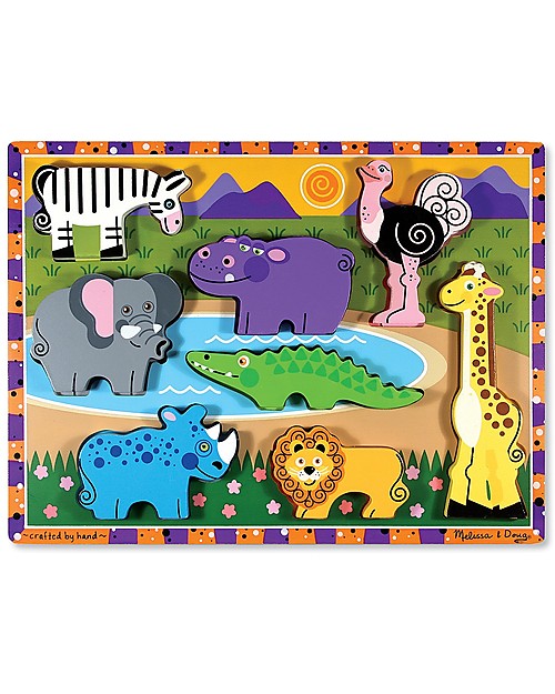 Melissa & Doug Puzzle in Legno Animali da Safari - 8 pezzi grandi Incastri in Legno