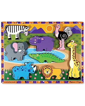 Melissa & Doug Puzzle in Legno Animali da Safari - 8 pezzi grandi Incastri In Legno