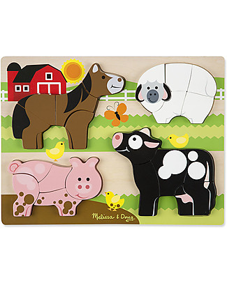 Melissa & Doug Puzzle in Legno Pezzi Grandi, Fattoria - 20 pezzi Puzzle