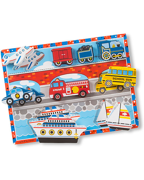 Melissa & Doug Puzzle in Legno Veicoli - 9 pezzi grandi Incastri in Legno