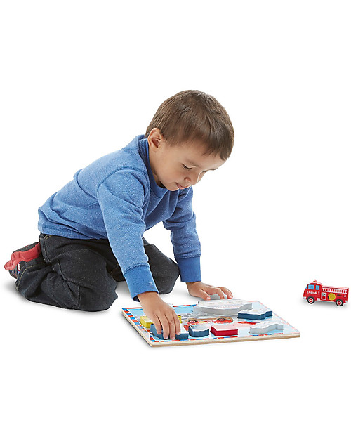 Melissa & Doug Puzzle in Legno Veicoli - 9 pezzi grandi Incastri in Legno