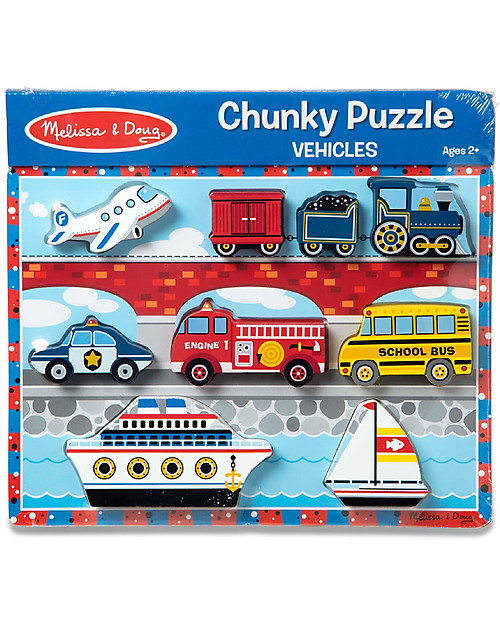 Melissa & Doug Puzzle in Legno Veicoli - 9 pezzi grandi Incastri in Legno