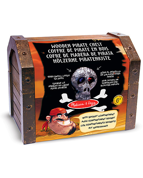 Melissa & Doug Scrigno del Tesoro dei Pirati in Legno - 19 Pezzi - Ottima idea regalo! Travestimenti