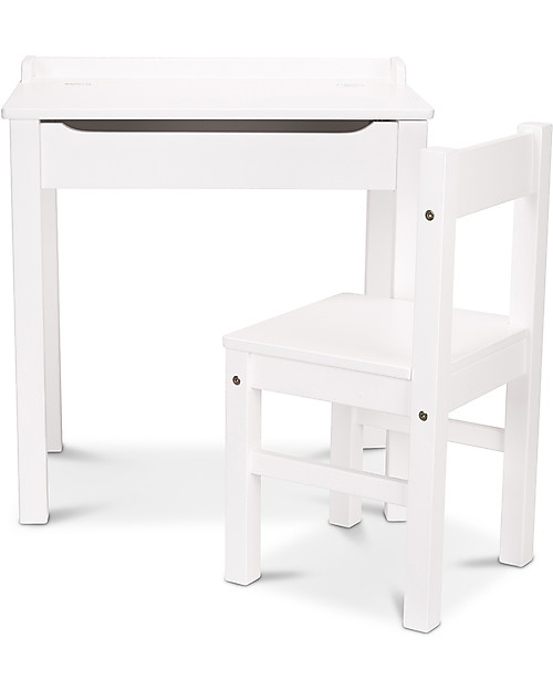 Melissa & Doug Scrivania Apribile con Sedia in Legno - Bianco - per Bambini Scrivanie
