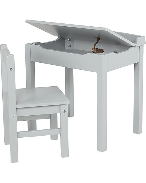 Melissa & Doug Scrivania Apribile con Sedia in Legno - Grigio - per Bambini Scrivanie