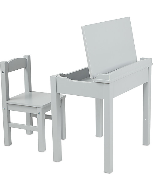 Melissa & Doug Scrivania Apribile con Sedia in Legno - Grigio - per Bambini Scrivanie