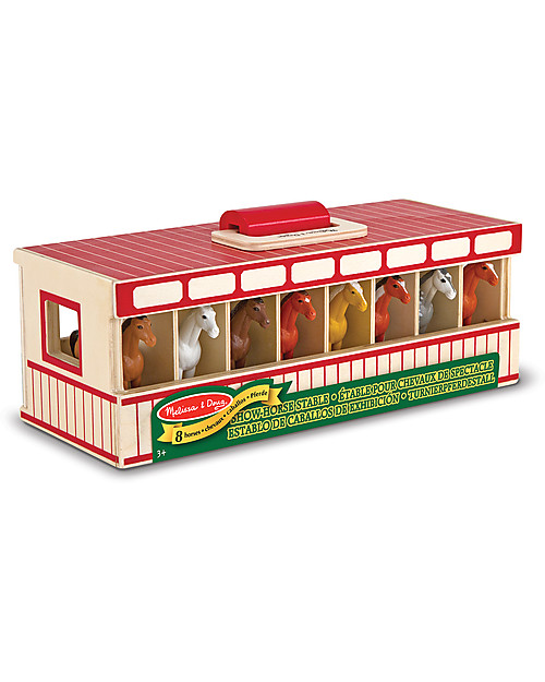 Melissa & Doug Scuderia dei Cavalli da Mostra - Include 8 cavalli! Animali in Legno