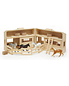 Melissa & Doug Scuderia in Legno Trasportabile Fold & Go - 4 Cavalli Inclusi! Animali in Legno