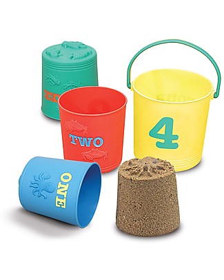 Melissa & Doug Secchielli da Spiaggia, Set di 4 - Impara giocando con numeri e animali! Giochi Da Spiaggia