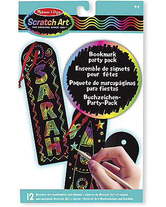 Melissa & Doug Segnalibro Scratch Art - Multipack 12 Segnalibri, Perfetto regalino per le feste! Colorare