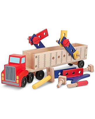 Melissa & Doug Set Camion e Costruzioni in Legno - Camion + 22 attrezzi da costruzione! Costruzioni In Legno