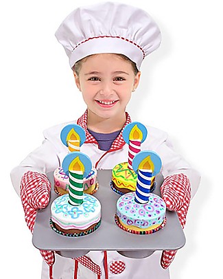 Melissa & Doug Set Cupcake in Legno - Con decorazioni e molti strumenti da chef! Cibo Giocattolo