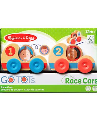Melissa & Doug Set da 2 Auto da Corsa - Numeri - in Legno Go Tots - FSC 70% Materiali certificati FSC Macchine e Trenini in Legno