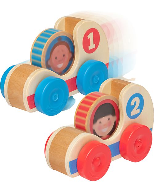 Melissa & Doug Set da 2 Auto da Corsa - Numeri - in Legno Go Tots - FSC 70% Materiali certificati FSC Macchine e Trenini  in Legno