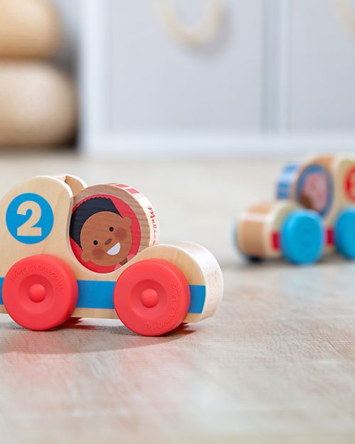 Melissa & Doug Set da 2 Auto da Corsa - Numeri - in Legno Go Tots - FSC 70% Materiali certificati FSC Macchine e Trenini  in Legno