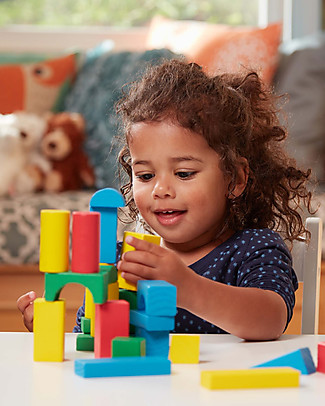 Melissa & Doug Set di 100 Mattoncini in Legno Colorati - Costruisci e Impara! Costruzioni In Legno