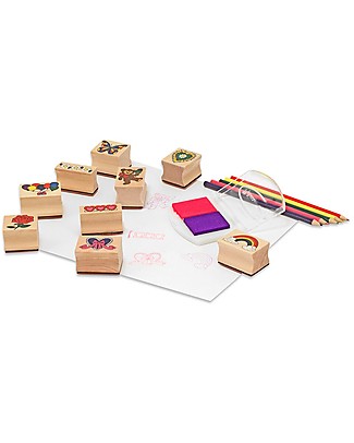 Melissa & Doug Set di 9 Timbri in Legno - Amicizia Adesivi e Timbri