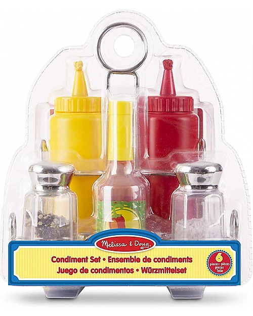 Melissa & Doug Set di Condimenti - Salse + Sale e Pepe Cibo Giocattolo