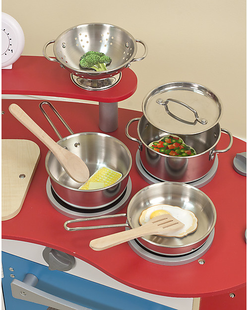 Melissa & Doug Set di Pentole Giocattolo - Acciaio Inox - 8 Pezzi Cucine Giocattolo