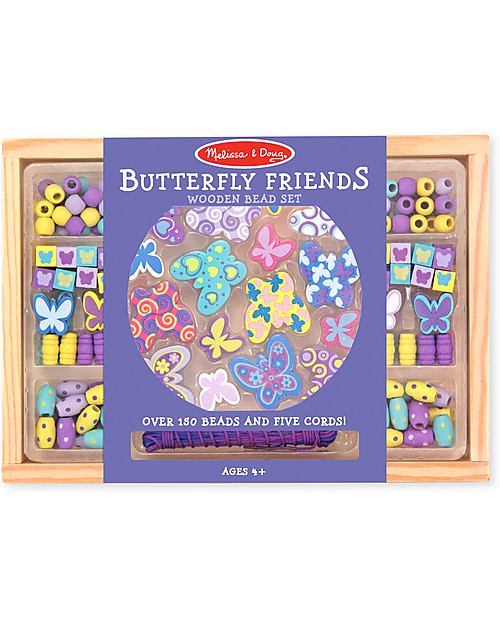 Melissa & Doug Set Di Perline In Legno Dell'Alfabeto - Oltre 200 Pezzi E 8 Cordini, Gioco Creativo Per Bambini 4-8 Anni