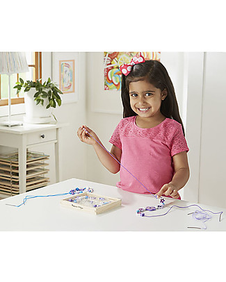 Melissa & Doug Set di Perline in Legno - Fiori Luccicanti - 45+ Pezzi Kit Fai Da Te