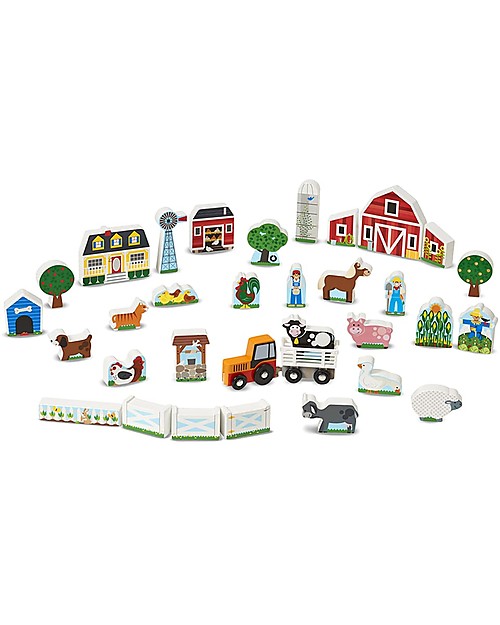 Melissa & Doug Set Fattoria con Trattore in Legno, 33 pezzi con scatola - Ottima Idea Regalo! Macchine e Trenini  in Legno